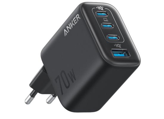 Anker Zolo USB C Wall Charger, 4-Port, PD 3.0 Wall Adapter with 70W Max Output, 3 USB-C and 1 USB-A, Compact and Stable Design, for iPhone 17/16 Series, MacBook, iPad, Pixel, Galaxy, and More (Black)